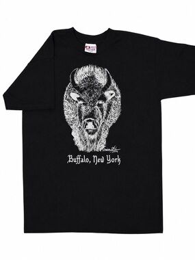 Bayside USA Black Buffalo Graphic Short Sleeve Tee - SMALL